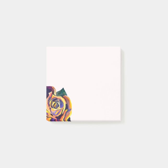 Goldene Rose Aquarellkunst Post-it Klebezettel (Vorderseite)
