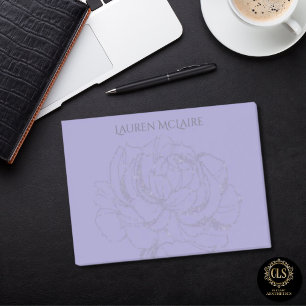 Goldene Rose auf Lavendel Minimalistischer Name Post-it Klebezettel
