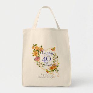 Goldene Rose Band 40. Geburtstag Tragetasche