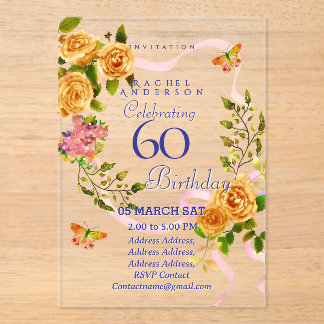 Goldene Rose Band 60. Geburtstag Einladung