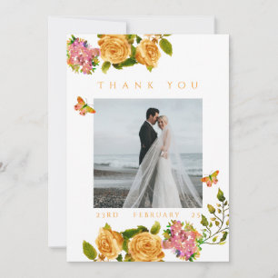 Goldene Rose Band Monogramm Foto Hochzeit Danke 