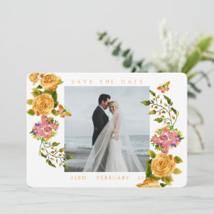 Goldene Rose Band Monogramm Foto Hochzeit Save The Date