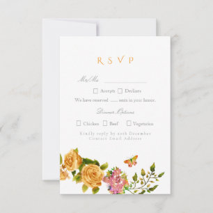 Goldene Rose Band Monogramm Hochzeit  RSVP Karte
