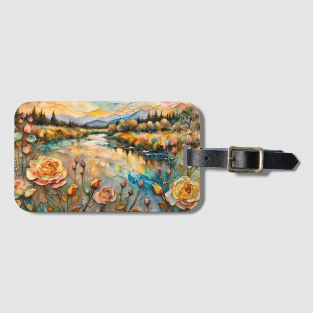 Goldene Rose Bergsee-Zauber Gepäckanhänger (Vorderseite (Horizontal))