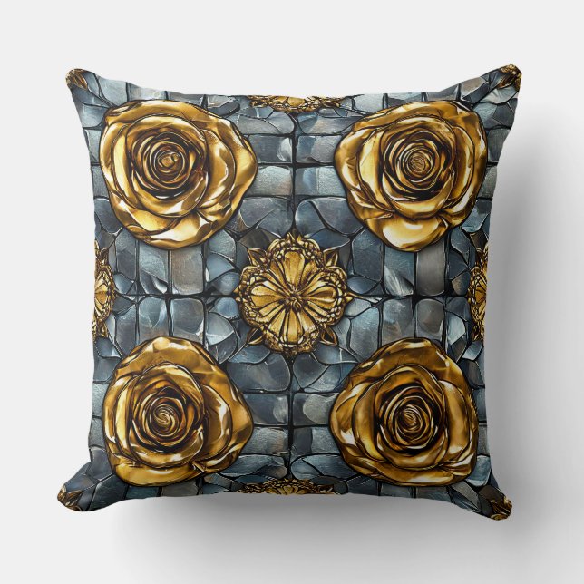 Goldene Rose Blume Kissen (Vorderseite)