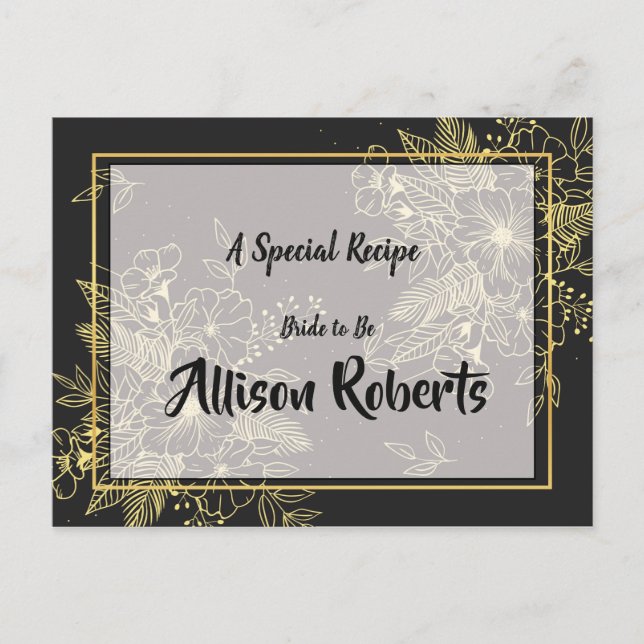 Goldene Rose Brautparty Rezept Postkarte (Vorderseite)
