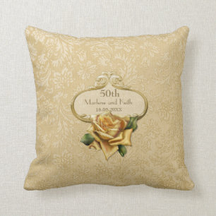 Goldene Rose Damask 50. Hochzeitspilze Kissen
