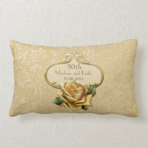 Goldene Rose Damask 50. Hochzeitspilze Lendenkissen