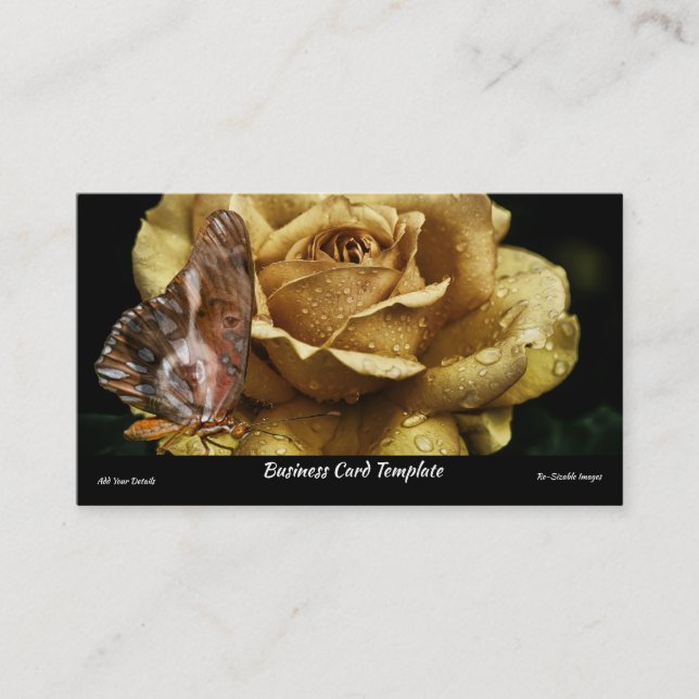 Goldene Rose Dog Wings Butterfly Visitenkarte (Vorderseite)