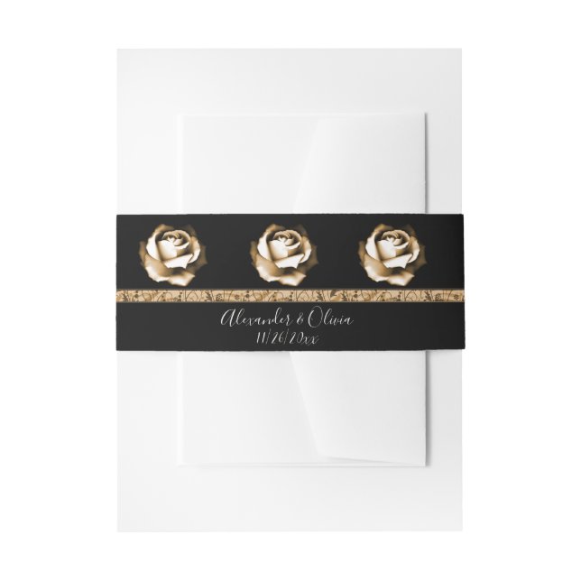 Goldene Rose Einladung Bauchband Einladungsbanderole (Vorderseite Beispiel)