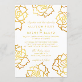 Goldene Rose Einladung Hochzeit - Weiß
