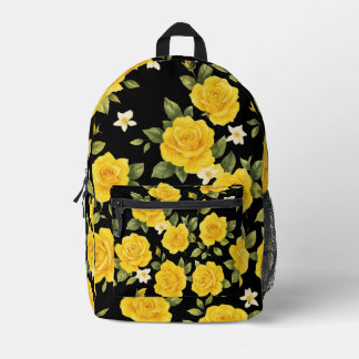 Goldene Rose Eleganz auf Schwarz Bedruckter Rucksack