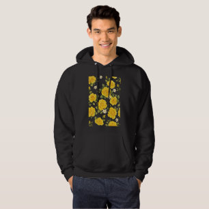 Goldene Rose Eleganz auf Schwarz Hoodie