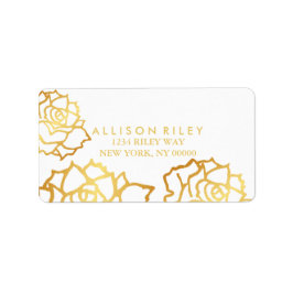Goldene Rose - Etikett - weiß Adressaufkleber