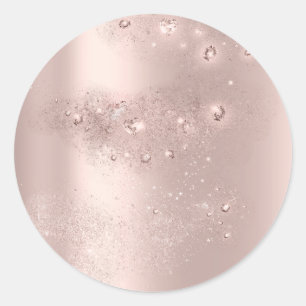 Goldene Rose Funkeln Danke Süße Brautparty Runder Aufkleber