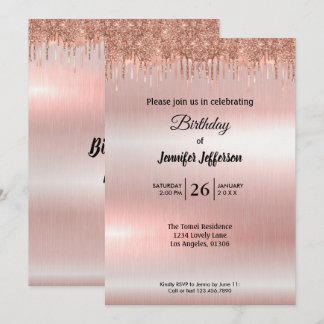 Goldene Rose Geburtstag Einladung