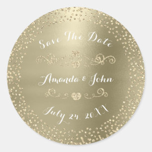 Goldene Rose Glitter Save the Date Grüne Pastell-M Runder Aufkleber