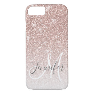 Goldene Rose Glitzer Blush Monogramm Name Case-Mate iPhone Hülle