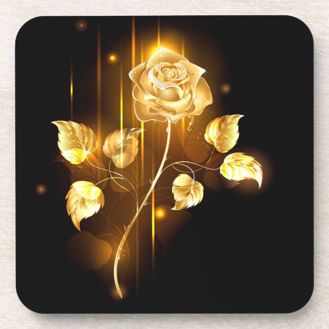 Goldene Rose ( gold rose ) Getränkeuntersetzer (Vorderseite)