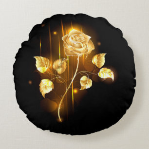 Goldene Rose ( gold rose ) Rundes Kissen