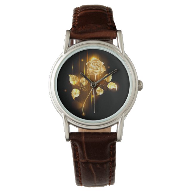 Goldene Rose (goldene Rose) Armbanduhr (Vorderseite)