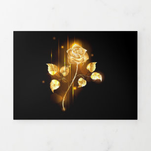 Goldene Rose (goldene Rose) Dreifach Gefaltete Ankündigung