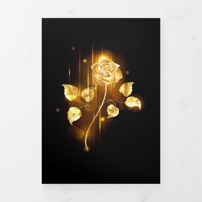 Goldene Rose (goldene Rose) Dreifach Gefaltete Einladung (Cover)