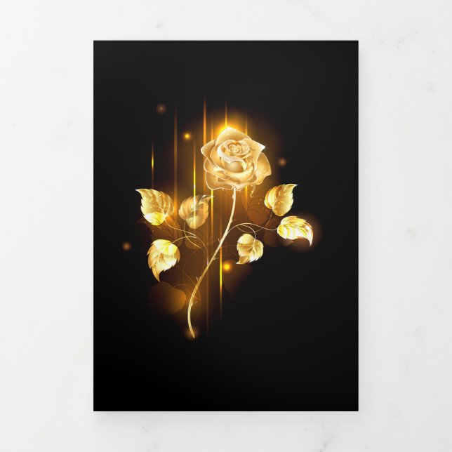 Goldene Rose (goldene Rose) Dreifach Gefaltete Karte (Cover)
