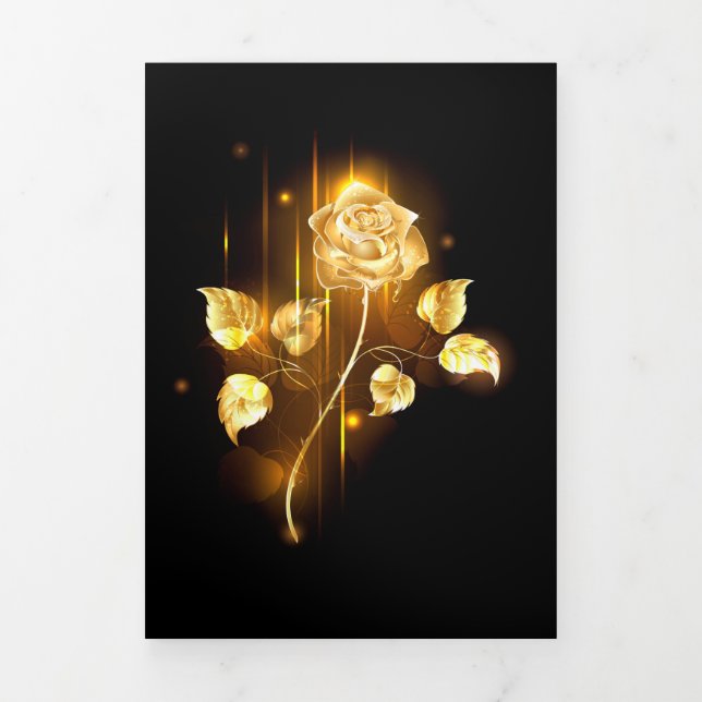 Goldene Rose (goldene Rose) Dreifach Gefaltete Urlaubskarte (Cover)