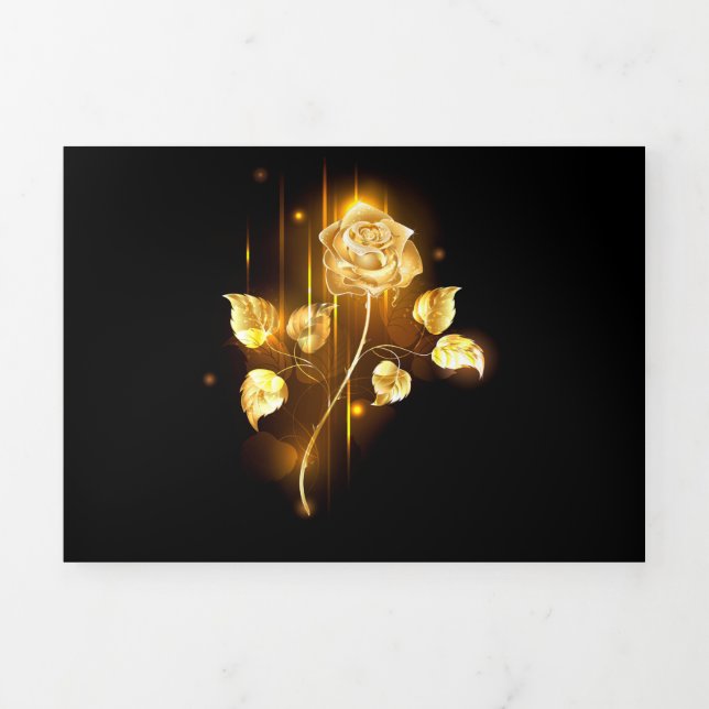 Goldene Rose (goldene Rose) Dreifach Gefaltete Urlaubskarte (Cover)