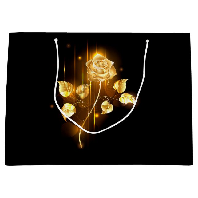 Goldene Rose (goldene Rose) Große Geschenktüte (Vorderseite)