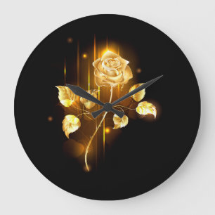 Goldene Rose (goldene Rose) Große Wanduhr