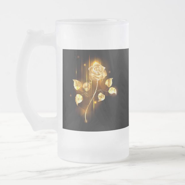 Goldene Rose (goldene Rose) Mattglas Bierglas (Links)