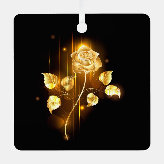 Goldene Rose (goldene Rose) Ornament Aus Metall (Vorderseite)