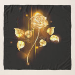 Goldene Rose (goldene Rose) Schal<br><div class="desc">Glühende goldene Rose auf schwarzem Hintergrund</div>