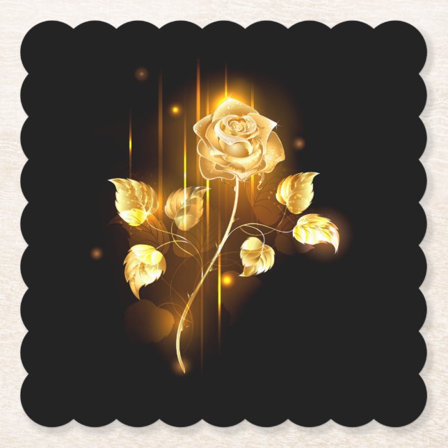 Goldene Rose (goldene Rose) Untersetzer (Vorderseite)