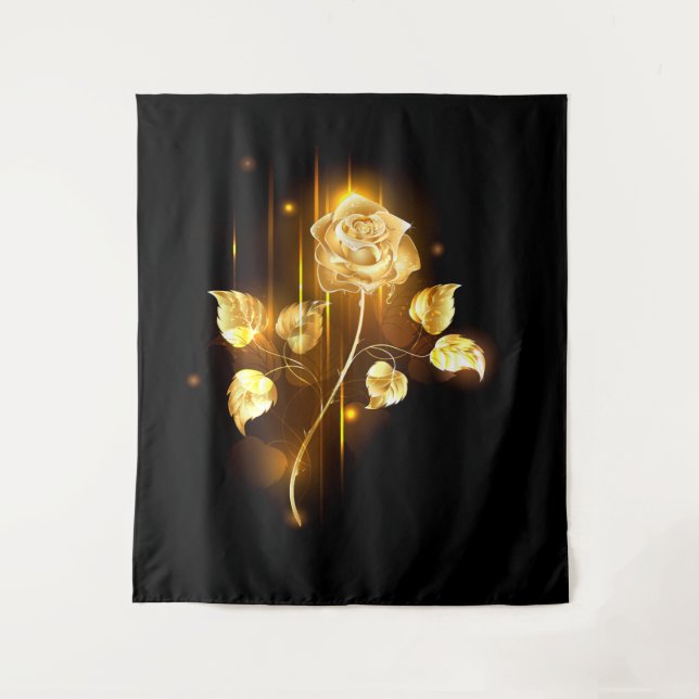 Goldene Rose (goldene Rose) Wandteppich (Vorderseite)