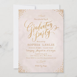Goldene Rose-Goldkalligraphie-Graduierungsparty Einladung