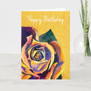 Goldene Rose Gotische Aquarellkunst Karte