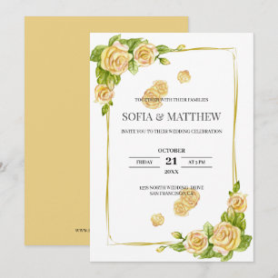 Goldene Rose Hochzeit Einladung