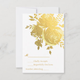 Goldene Rose Imitate Elegantes Hochzeitsszenario RSVP Karte