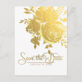 Goldene Rose Imitate Foil Elegante Moderne Save th Ankündigungspostkarte