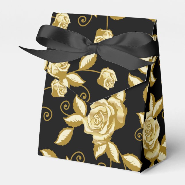 Goldene Rose in der Black Fevor Box Geschenkschachtel (Vorderseite)