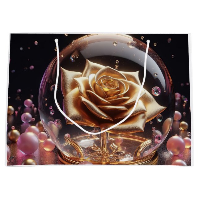 Goldene Rose in der Welt Große Geschenktüte (Vorderseite)