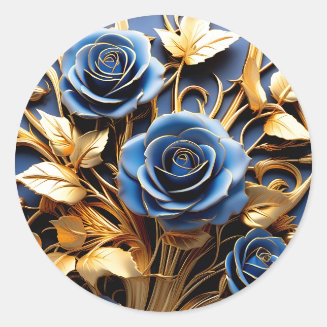 Goldene Rose Jugendstil Runder Aufkleber (Vorderseite)