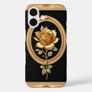 Goldene Rose mit eleganten Verzierten Details iPhone 16 Hülle