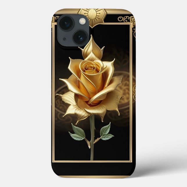 Goldene Rose mit eleganten Verzierten Details Case-Mate iPhone Hülle (Rückseite)