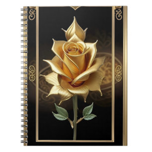Goldene Rose mit eleganten, verzierten Details Notizblock
