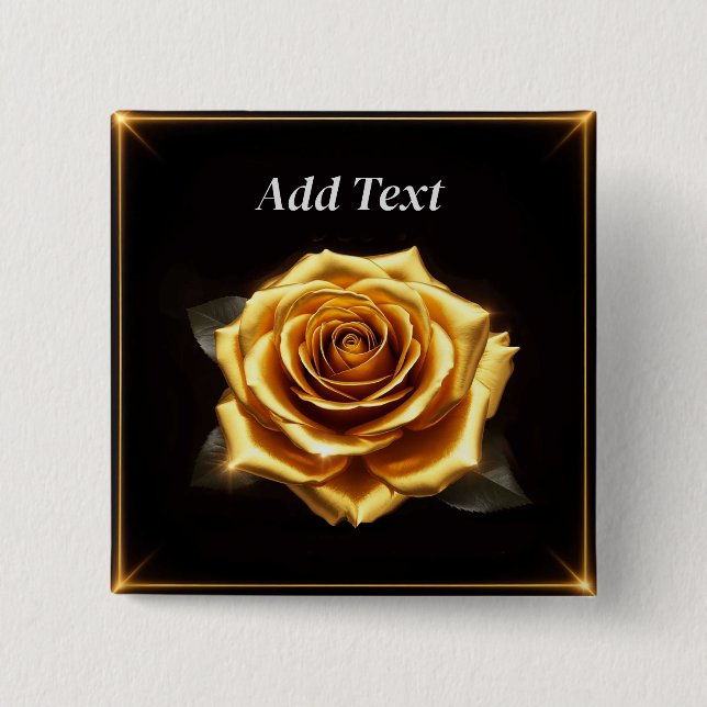 Goldene Rose mit leuchtenden Rändern Button (Vorderseite)