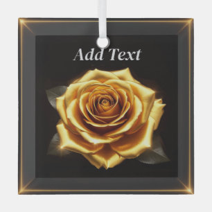Goldene Rose mit leuchtenden Rändern Ornament Aus Glas